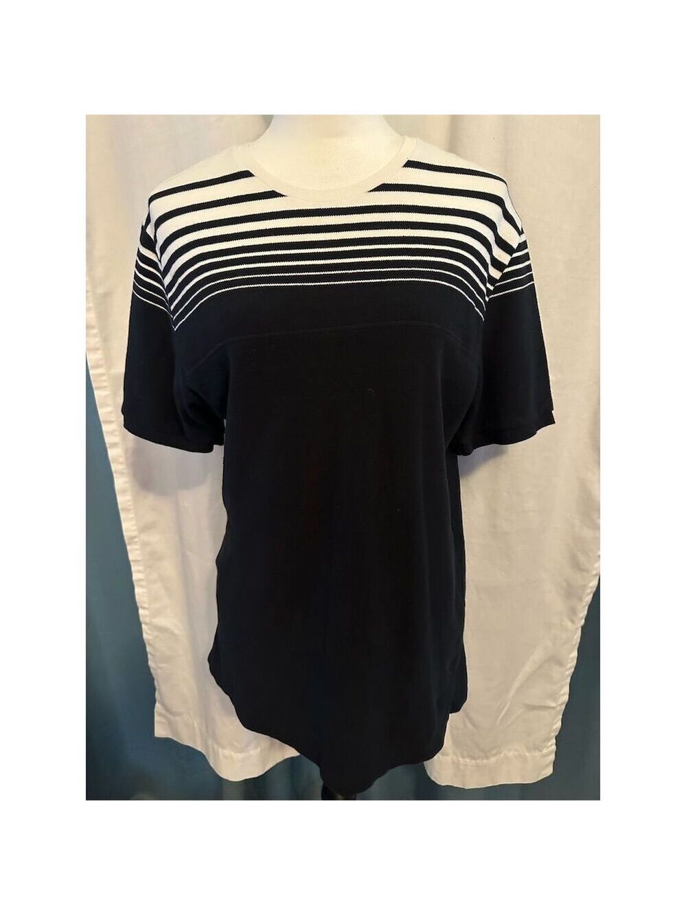 Hudson & Barrow NYC Men's L Black Striped Short Sleeve T-Shirt